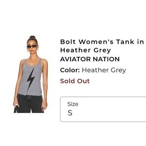 Aviator Nation Womens BOLT Tank Top SMALL Heather Grey VIRAL MUSCLE GYM THUNDER